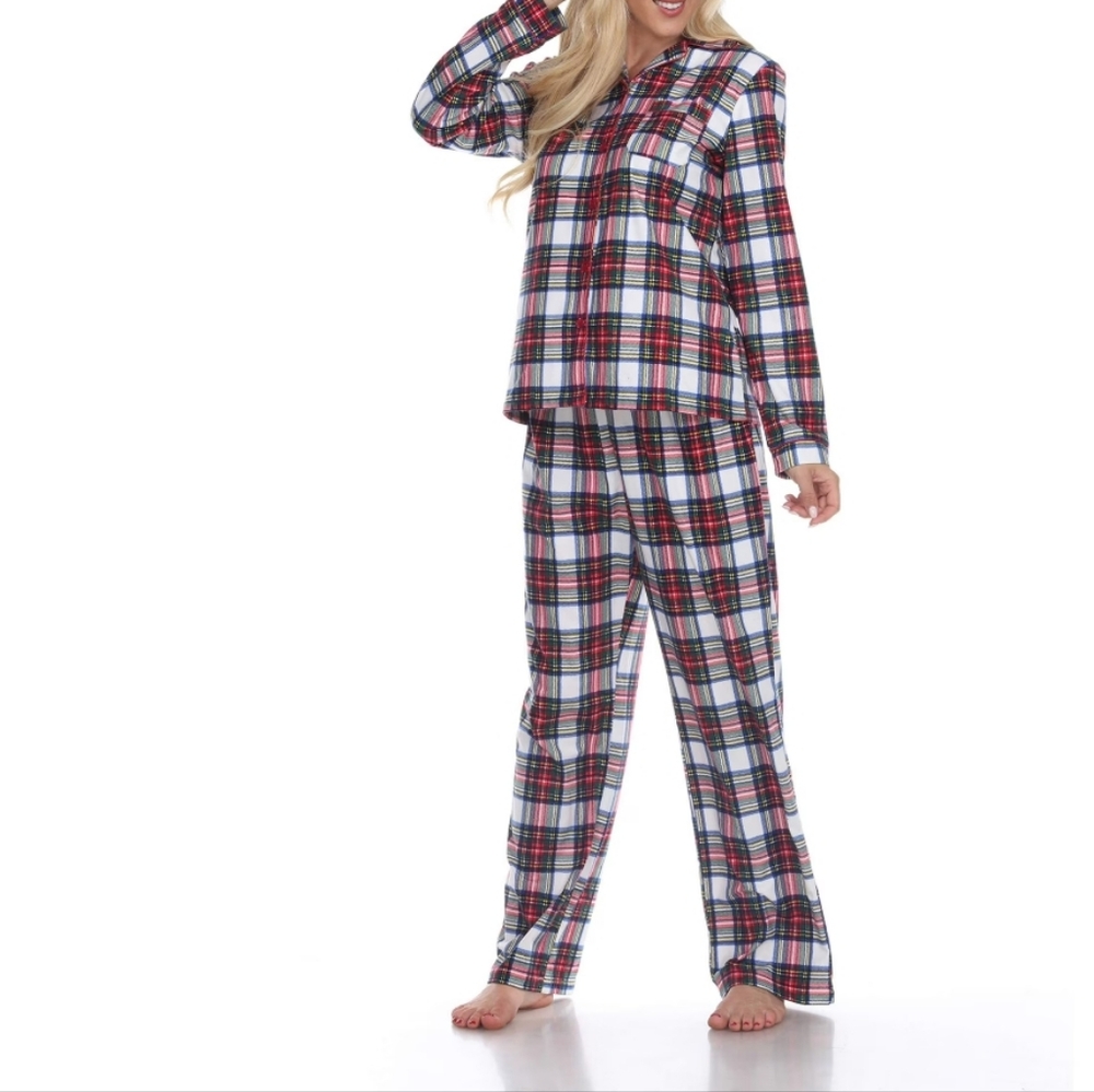 White Mark Women's Pajamas Set Size XL Button Down Top Elastic Waist Pants